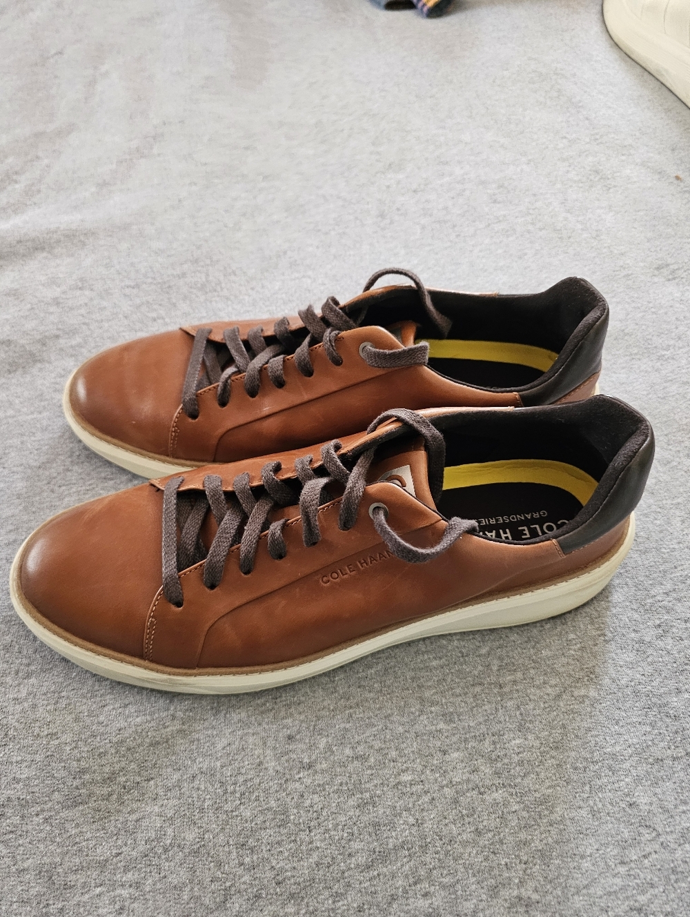 Cole Haan Brown Leather Low-Top Sneakers with White Sole - Picture 3 of 5